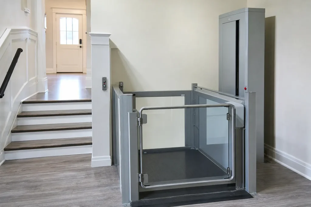 Plateforme élévatrice pour fauteuil roulant dans une entrée