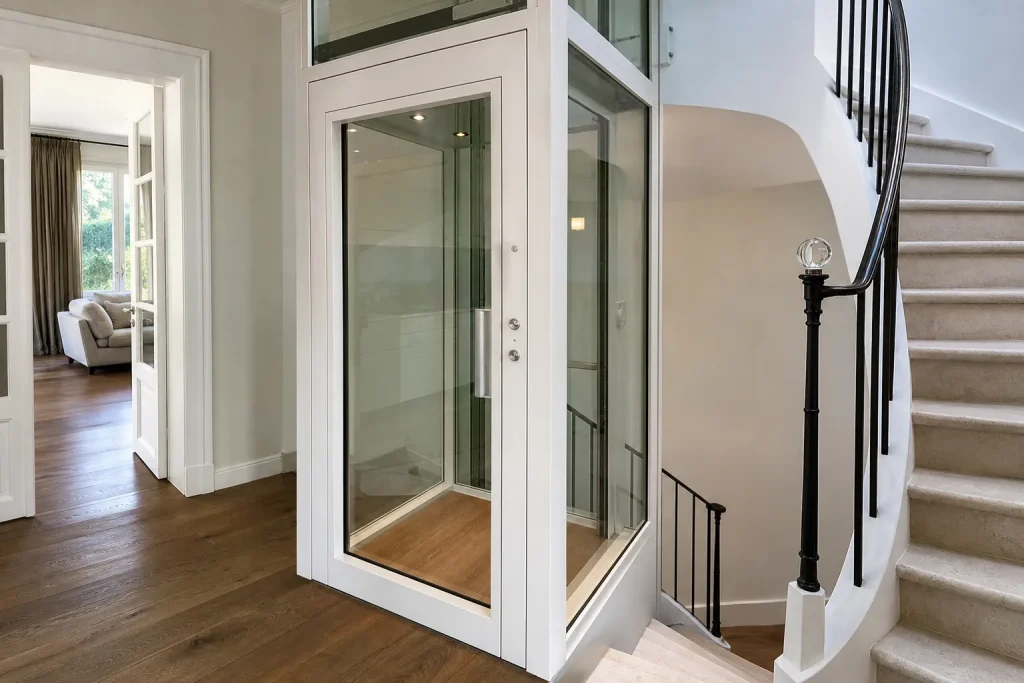 Ascenseur privatif vitré dans une maison