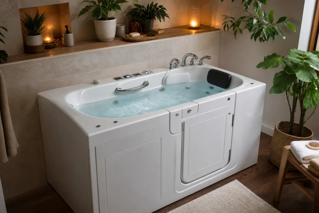 Baignoire à porte balnéo avec jets d’hydromassage