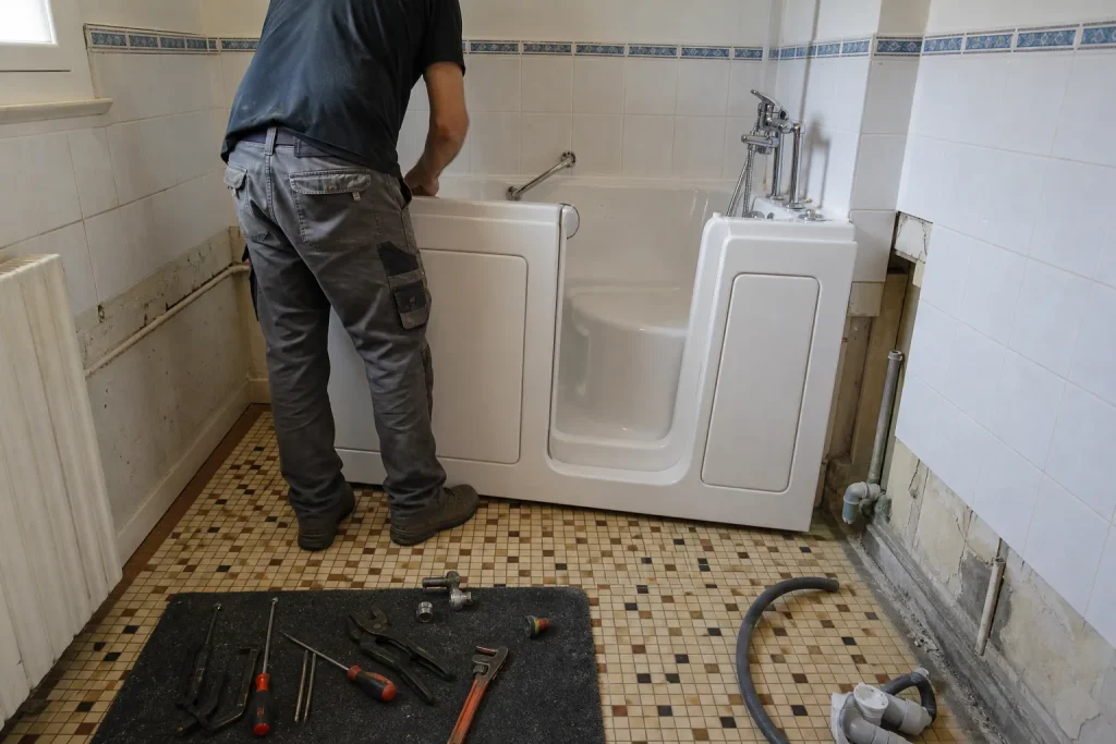 Installation d’une baignoire à porte à la place d’une baignoire